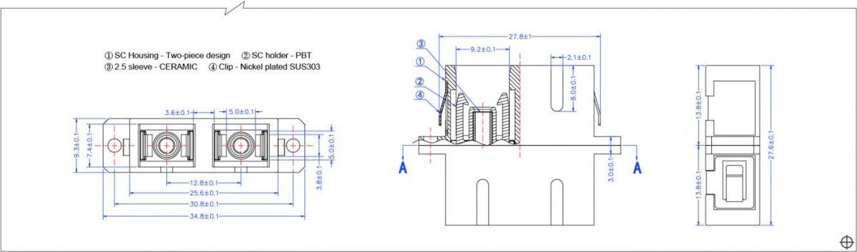 SC to SC SM Duplex Fiber Adapter with Flange | HOLIGHT