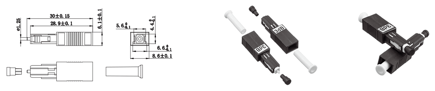 MU Female to MU Male Plug in Fixed Attenuator