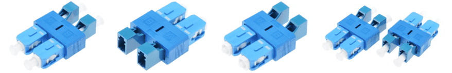 LC Female to SC Male Single Mode Duplex Hybrid Fiber Adapter