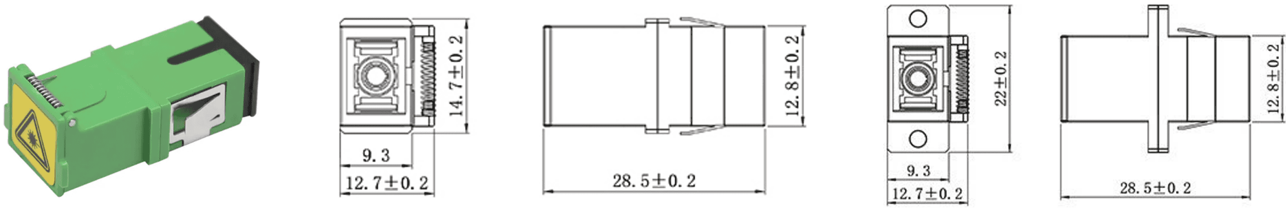 SC to SC SM Simplex Plastic Shutter Adapter