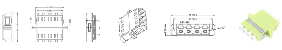 LC Quad Single ModeMultimode Fiber Optic Adapter1