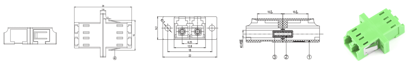 LC to LC Duplex Single ModeMultimode Fiber Optic Adapter 1