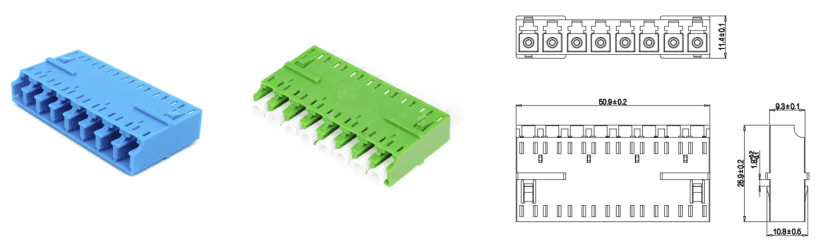 LCAPC to LCAPC 8 Core Compact Fiber Adapter Without Flange