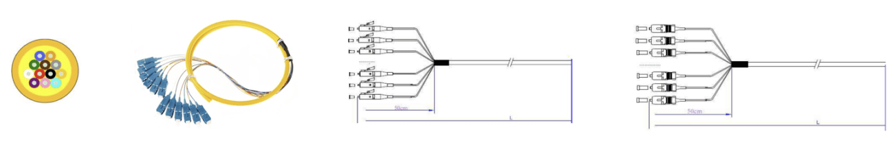4 48F LCSCFCSTLSH Pre terminated 900um Cable Fiber Optic Pigtail