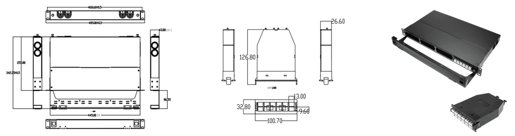96 Core Slide Drawer Fiber Optic Patch Panel Fully Loaded with 4pcs MPOMTP LC 4 Cassette 1