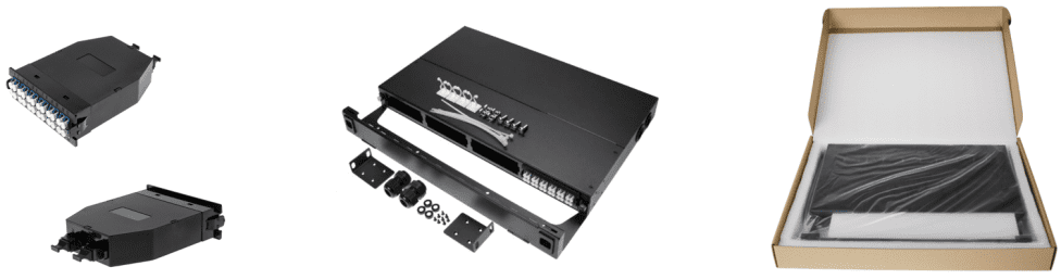 96 Core Slide Drawer Fiber Optic Patch Panel Fully Loaded with 4pcs MPOMTP LC 4 Cassette 2