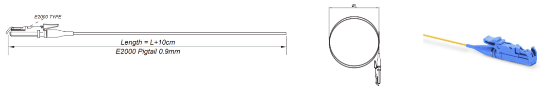 E2000 09mm Simplex Single ModeMultimode Fiber Optic Pigtail