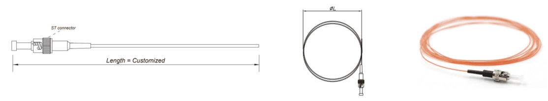 ST 09mm Simplex Single ModeMultimode Fiber Optic Pigtail