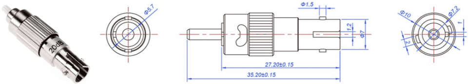 ST Female FC Male MM Plug in Fixed Attenuator