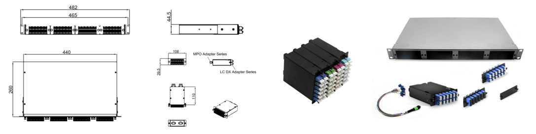 FHD 1U 96F MPOMTP LC Fixed Rack Mount Patch Panel 4 Cassette Modules Design FHD 1U 96F MPOMTP LC Fixed Rack Mount Patch Panel 4 Cassette Modules Design
