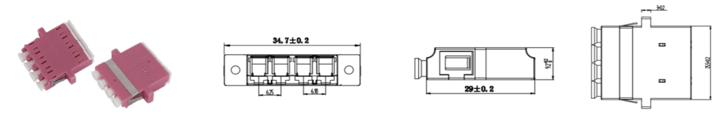 LC LCA Single Mode Multimode Quad Inner Shutter Adapter with Flange1