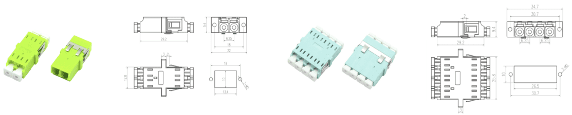 SC LC Single Mode Multimode Flangeless Snap In Fiber Optic Adapter1