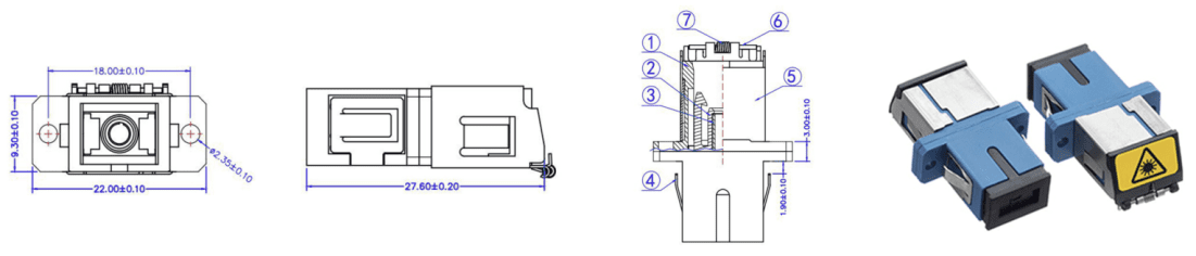 SC Simplex Fiber Optic Adapter with Metal Auto Shutter