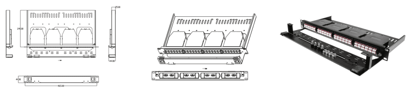 96 Port 1U Rack Mounted Modular MTPMPO to LC Duplex Patch Pane
