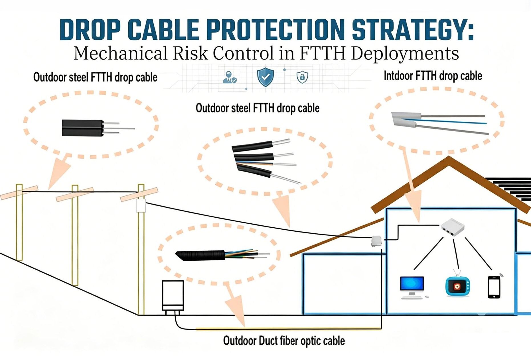 Drop Cable Protection Strategy in FTTH Networks